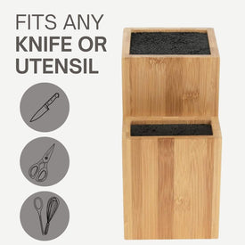 Knife Holder- Universal Knife Holder- Bamboo Wood Kitchen Knife Holder, Extra Large Knife Storage, Universal Knife Block
