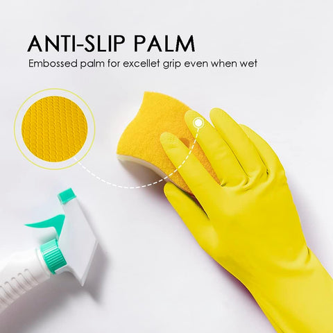 Image of Reusable Latex Gloves for Dishwashing Cleaning,Water Resistant Household Gloves for Kitchen Bathroom