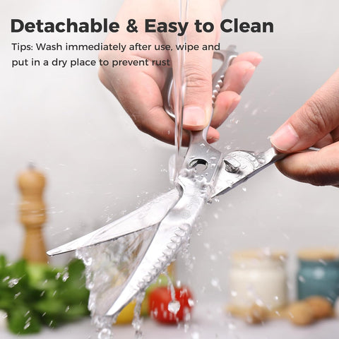 Image of Kitchen Scissors for Food, Kitchen Scissors Heavy Duty Kitchen Shears That Come Apart, 9 Inch Fully Forged Stainless Steel with Curved Blades