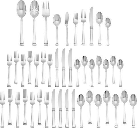 Image of Harmony 45-Piece 18/10 Stainless Steel Flatware Set with Serving Utensil Set, Service for 8