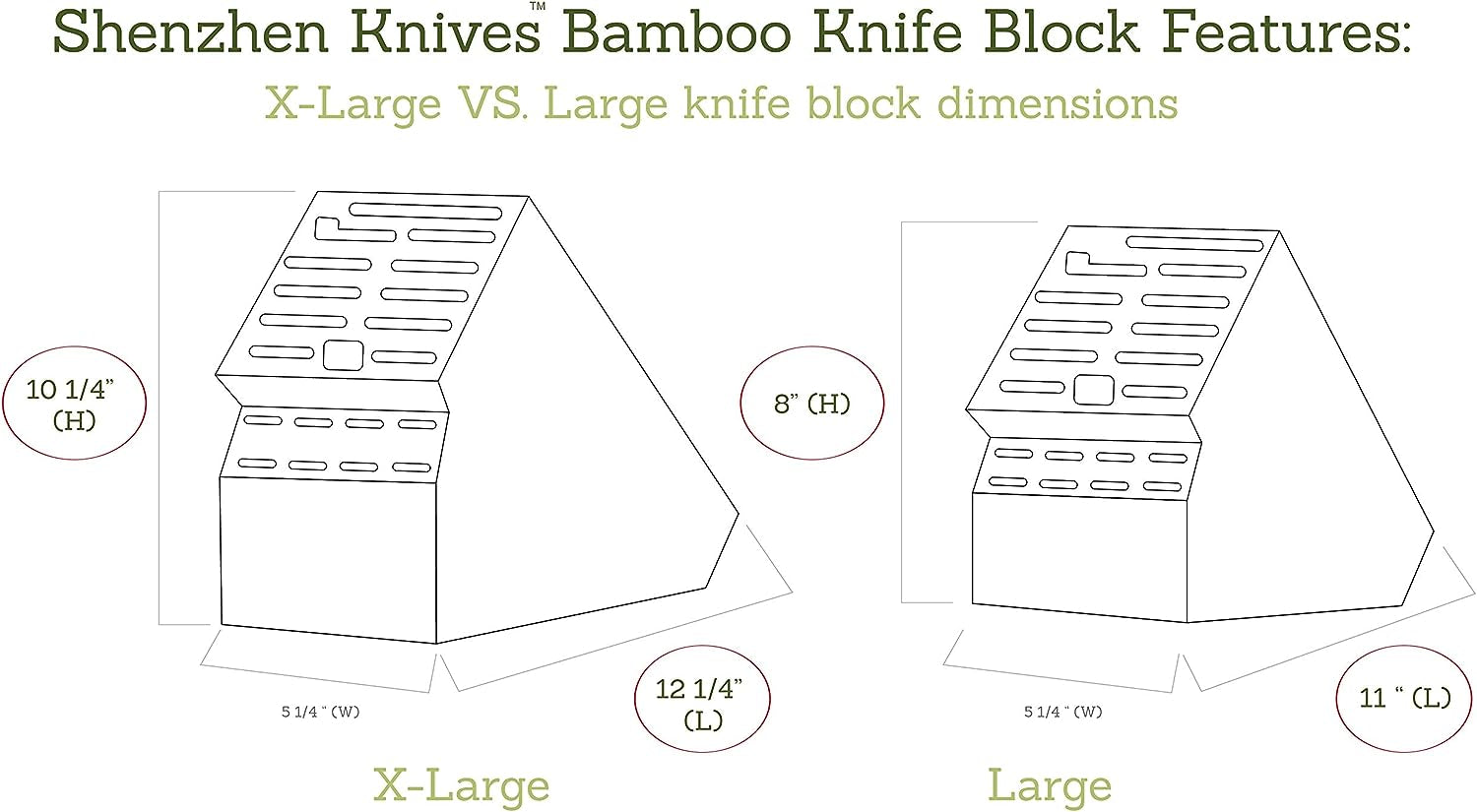 20 Slot Universal Knife Block:  X-Large Bamboo Wood Knife Block without Knives - Countertop Butcher Block Knife Holder and Organizer with Wide Slots for Easy Kitchen Knife Storage