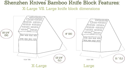 Image of 20 Slot Universal Knife Block:  X-Large Bamboo Wood Knife Block without Knives - Countertop Butcher Block Knife Holder and Organizer with Wide Slots for Easy Kitchen Knife Storage