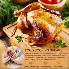 Kitchen Scissors All Purpose, Come Part Kitchen Shears Heavy Duty, Food Scissors Dishwasher Safe, Meat Scissors Poultry Shears, Stainless Steel Sharp Cooking Scissors for Chicken Fish Vegetable (Pink)