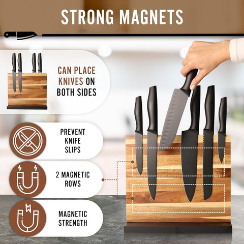 Image of -Acacia Wood,Kitchen Knife Holder-Knife Holder Magnet,Knife Block without Knives,Knife Storage,Kitchen Knife Storage,Magnetic Knife Block-Magnetic Knife Holder-Knife Magnetic Holder,Knife Magnet