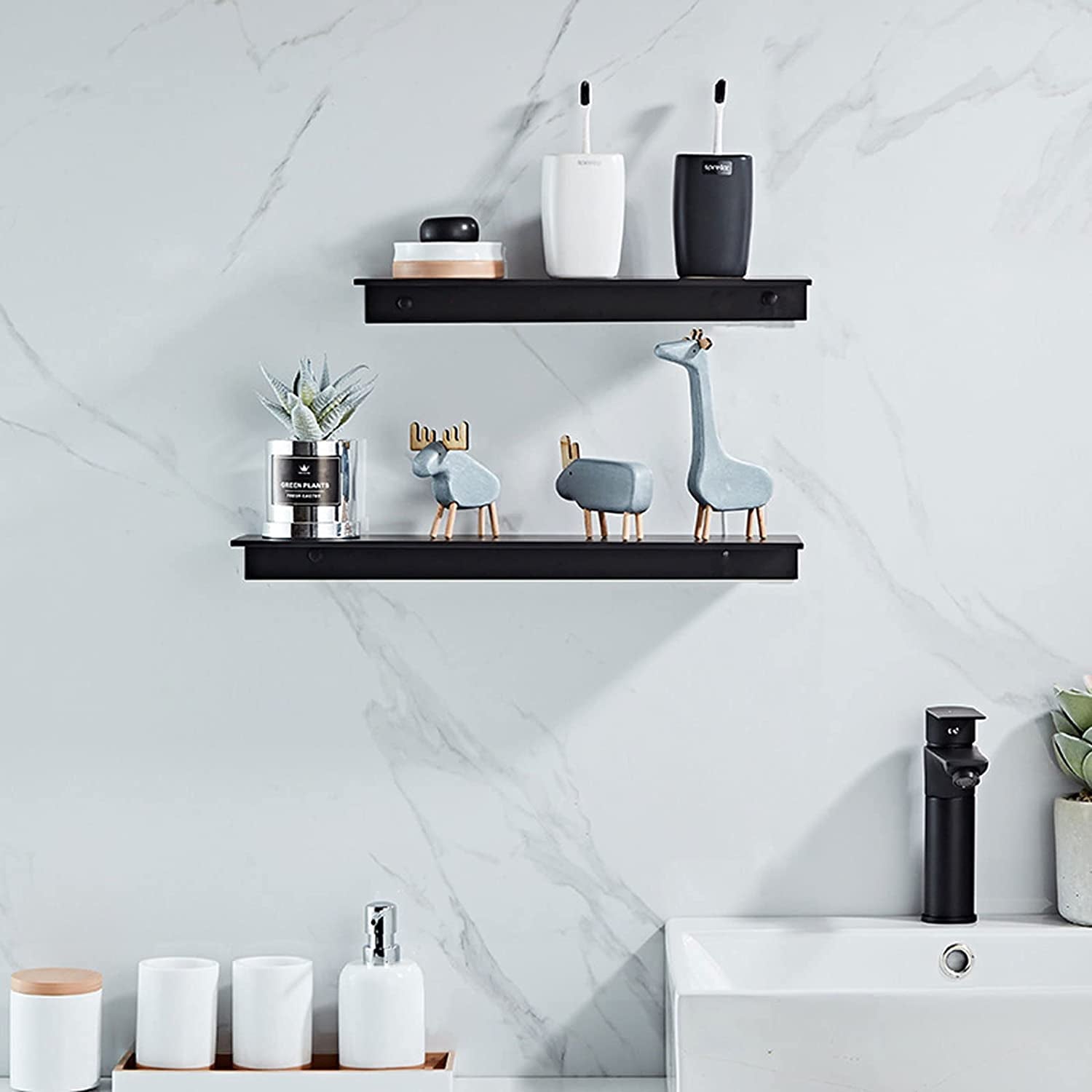 L-Shaped Black Metal Floating Shelf Modern Heavy Duty Wall Mount Shelf 8Inch*12Inch 1 Pack