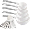 12 PC Measuring Cups Set and Measuring Spoon Set, Stainless Steel Handles, Nesting Kitchen Measuring Set, Liquid & Dry Measuring Cup Set (White)