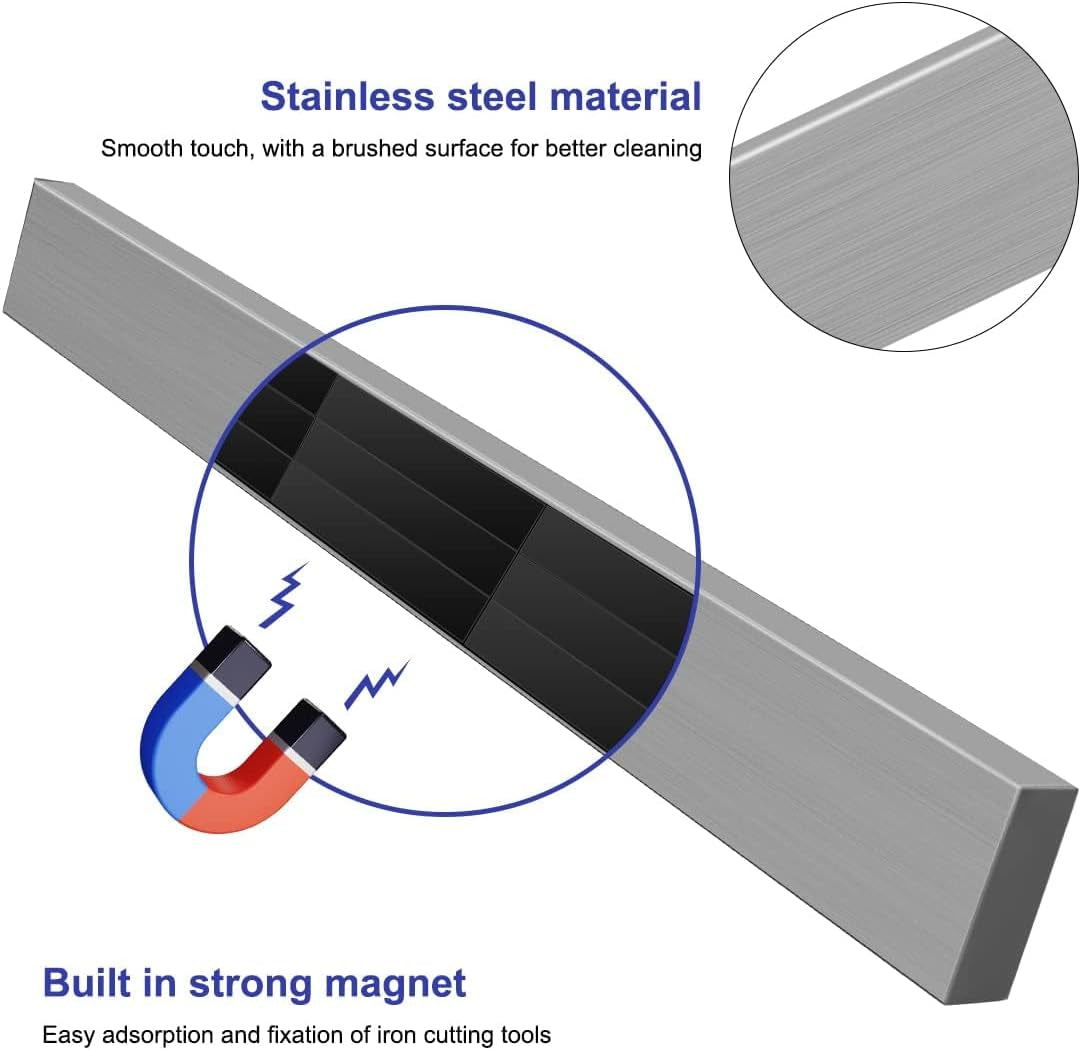 Magnetic Knife Holder for Wall, 2 Pack Knife Magnetic Strip High Quality Stainless Stee, Strong Magnetic Suction No Drilling, Suitable for Household Kitchen Cutter Metal Tools Management (12 Inch)