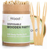 Wooden Appetizer Forks 3.5" 100 Pcs - Toothpicks for Appetizers - Disposable Bamboo Skewers, Fruit Fork