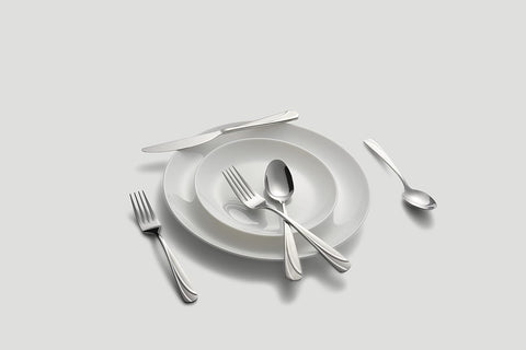 Image of Deco Circles Sand 20 Piece Flatware Set, Service for 4, Silver