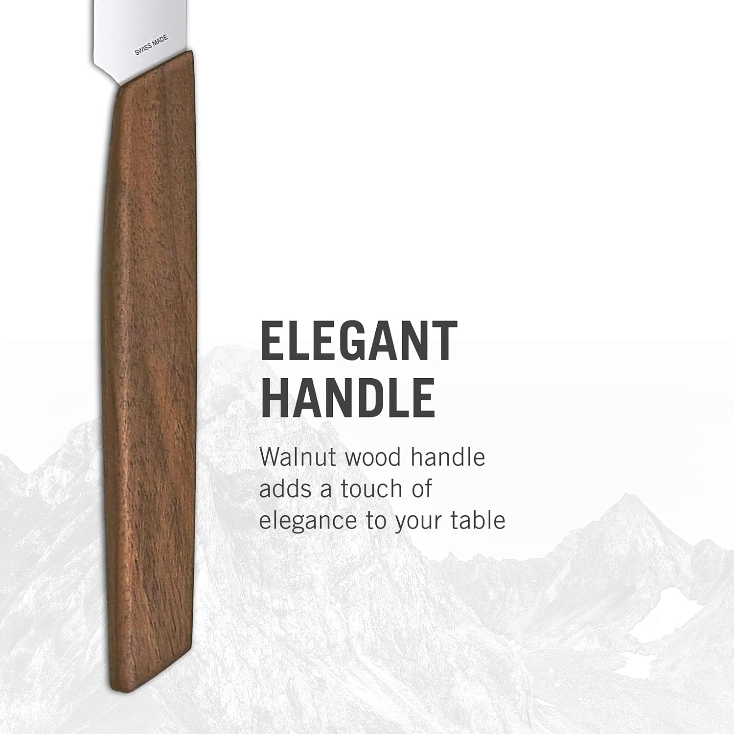 6.9000.12G Swiss Modern 2-Piece Steak Knife Set, 5", Walnut Wood