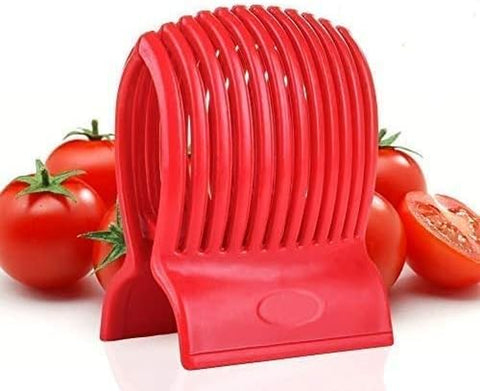 Image of Multi Use Tomato Slicer Holder Potatoes round Fruits Vegetables Tools Kitchen Cutting Aid Get Perfectly Sliced Tomato and Vegetable Slices with Half the Prep Time