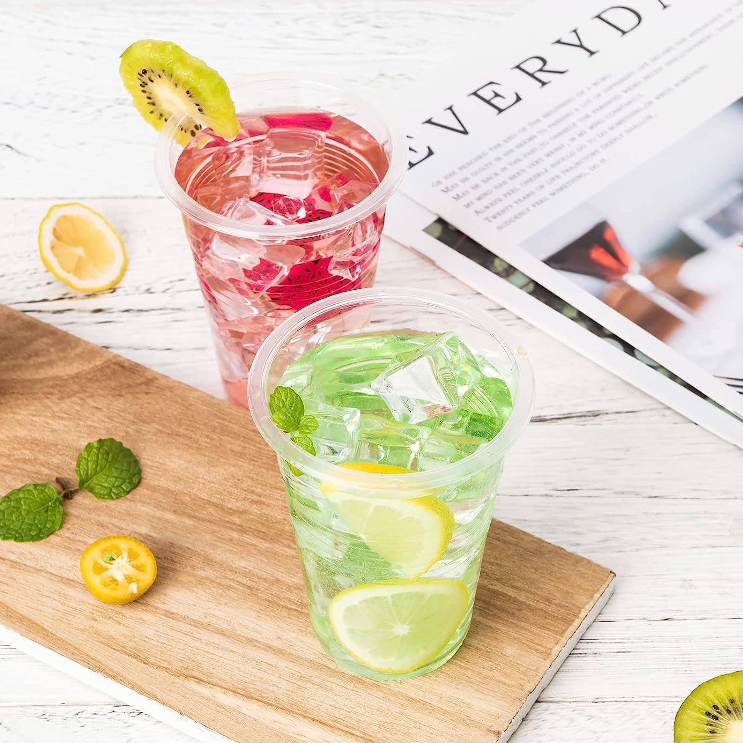 Plastic Cups 9 Oz - 500 Pack, Disposable Clear Plastic Cups, Cold Party Drinking Cups, Transparent Plastic Cups Bulk for Ice Cream, Disposable Cups for Wedding,Christmas Party