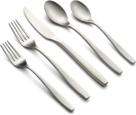 Image of Silversmiths Averie Satin 20 Piece Flatware Set, Service for 4, Silver