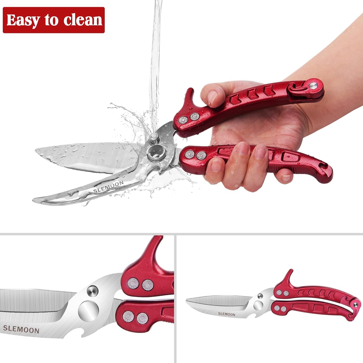 Heavy Duty Kitchen Scissors Poultry Shears 2Pcs Set Burgundy
