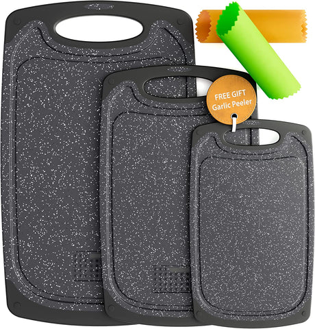 Image of Cutting Boards - 3 Set - Warrior Strength Small to Extra Large Cutting Boards for Kitchen, Meat, Vegetables - Dishwasher Safe, Juice Groove, Non-Slip Rubber Chopping Board Set