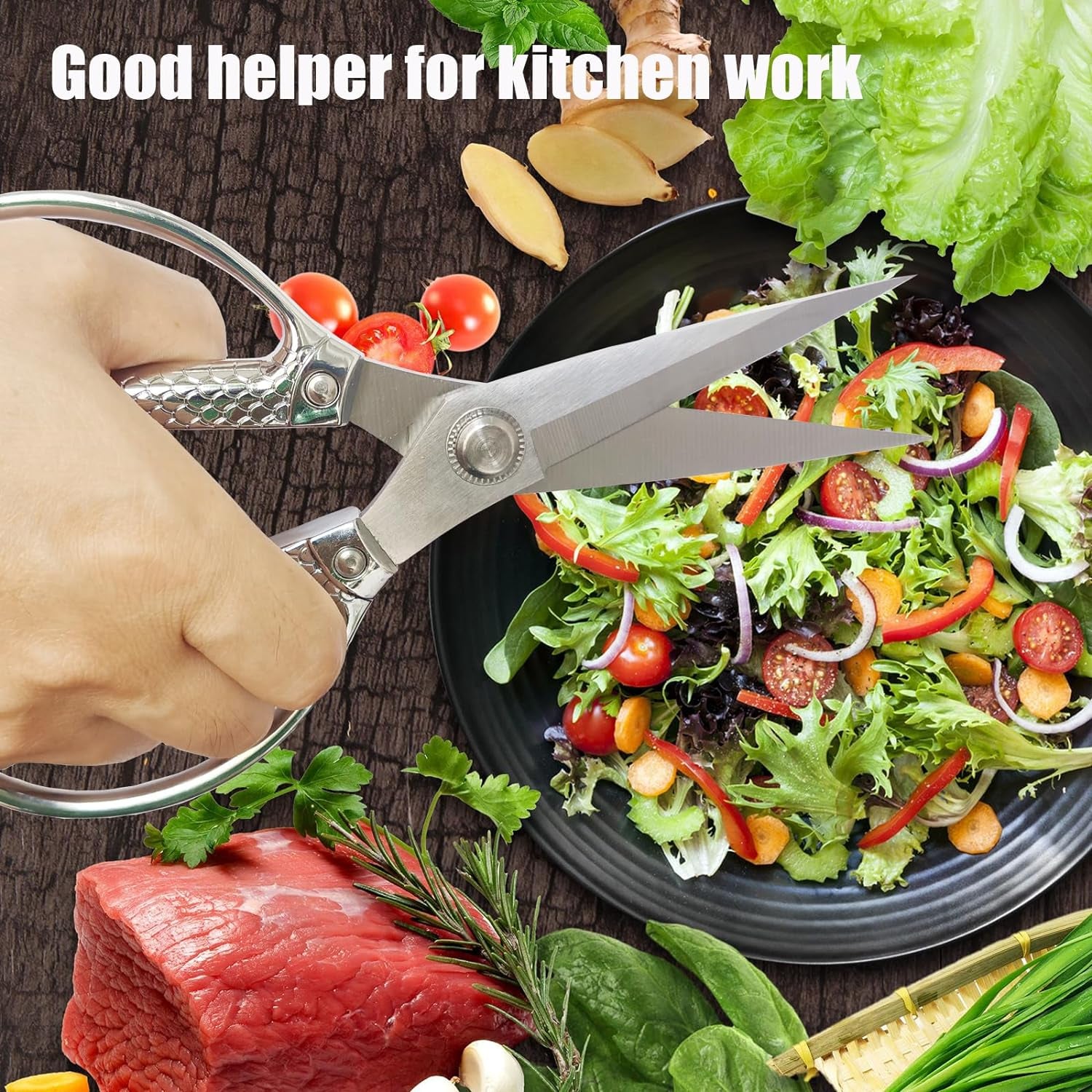 Kitchen Shears 2 Pack,Kitchen Scissors Heavy Duty Poultry Shears Meat Scissors Dishwasher Safe,Food Cooking Shears All Purpose Stainless Steel Utility Scissors for Kitchen,Chicken, Fish,Herbs,Turkey