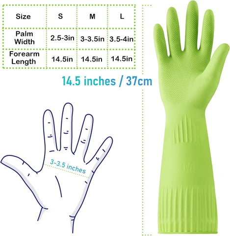 Image of Rubber-Gloves Dishwashing Gloves for Cleaning-Kitchen - 2 Pairs Long Household Cleaning Gloves for Washing Dishes