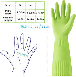 Rubber-Gloves Dishwashing Gloves for Cleaning-Kitchen - 2 Pairs Long Household Cleaning Gloves for Washing Dishes