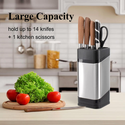 Image of Kitchen Knife Holder,Stainless Steel Universal Knife Block for Kitchen Counter,Space-Saving Knife Storage Organizer Countertop,Knife Block Holder without Knives