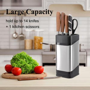 Kitchen Knife Holder,Stainless Steel Universal Knife Block for Kitchen Counter,Space-Saving Knife Storage Organizer Countertop,Knife Block Holder without Knives