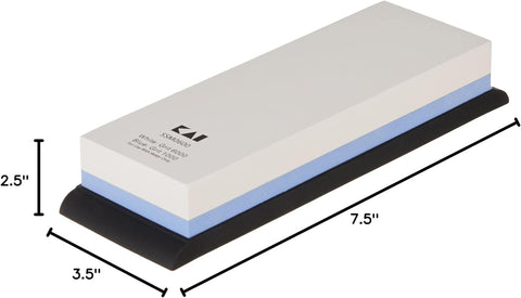 Image of Cutlery Combination Whetstone, 1000 & 6000 Grit - Ideal for Sharpening Moderately Dull Blades, Includes Rubber Tray for Sharpening Stability