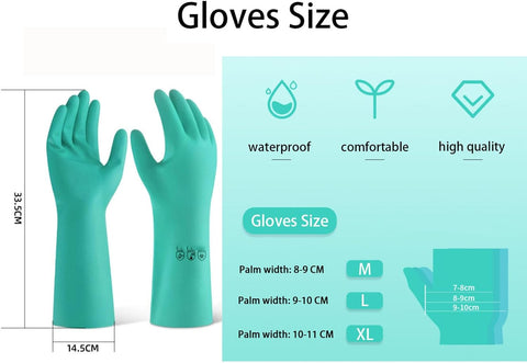 Image of Oil-Proof Dishwashing Gloves,Cotton Liner,Reusable Work Cleaning Gloves,For Kitchen Food Gardening Pet Care 1Pair