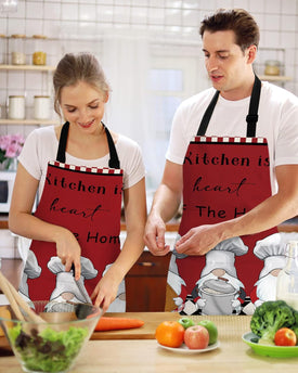 Chef Apron Adjustable Bib Aprons, Fat Chef Kitchen Cooking Apron with Pockets for Men Women Cook Gnomes