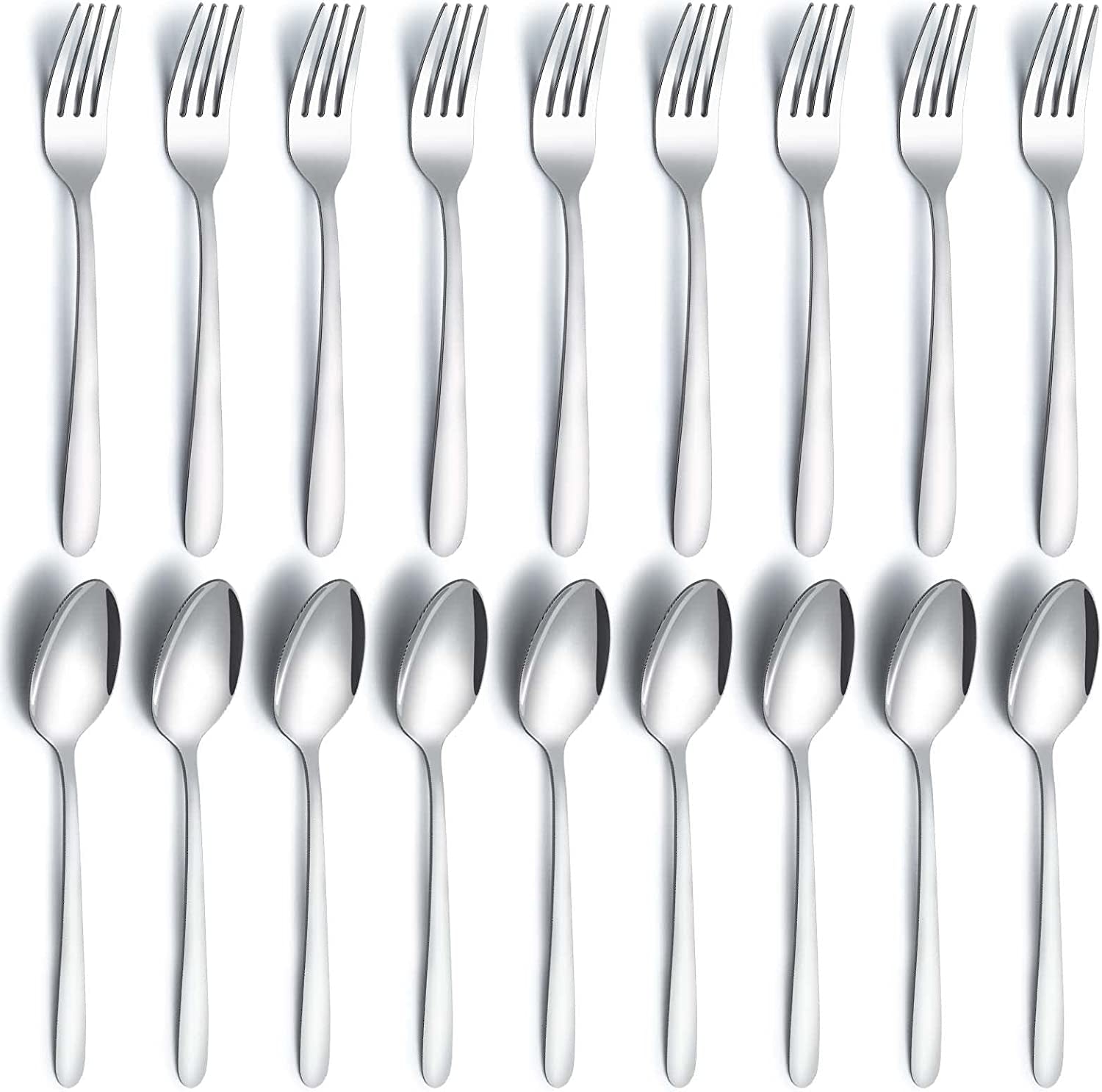 24 Pieces Spoons and Forks Set, Food Grade Stainless Steel Flatware Cutlery Set, Silverware Forks and Tablespoon for Home, Kitchen and Restaurant, Mirror Polished, Dishwasher Safe
