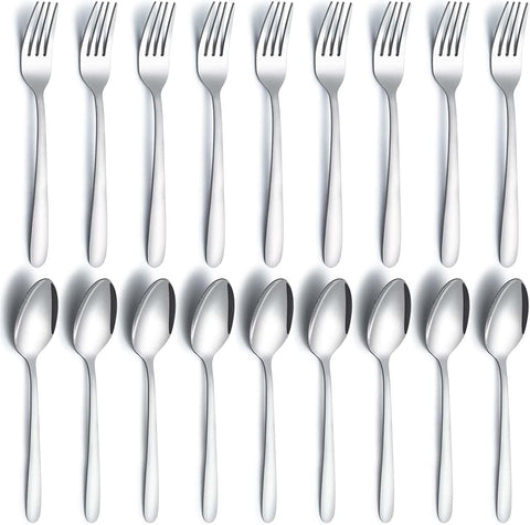 Image of 24 Pieces Spoons and Forks Set, Food Grade Stainless Steel Flatware Cutlery Set, Silverware Forks and Tablespoon for Home, Kitchen and Restaurant, Mirror Polished, Dishwasher Safe