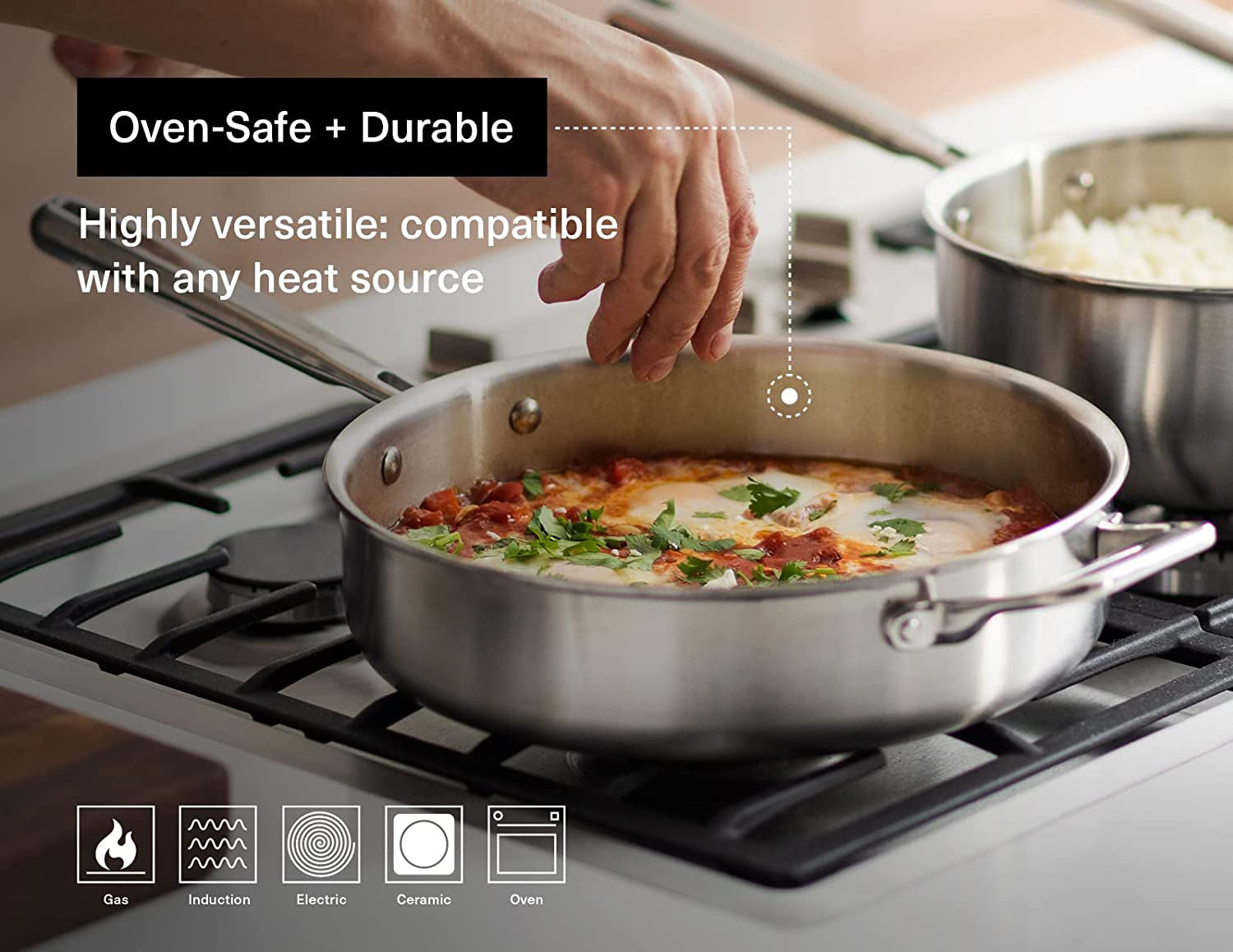 Stainless Steel Pots and Pans Set - Stainless Steel Cookware Set - 5 Piece Starter Kitchen Cookware Sets