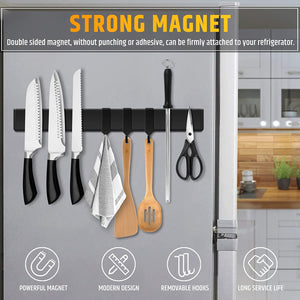 Fridge Applicable 17 Inch Double Sided Magnetic Knife Holder - Stainless Steel Knife Strip with Powerful Magnetic Pull Force - Use as Kitchen Knife Holder, Knife Rack & Tool Holder - Matte Black
