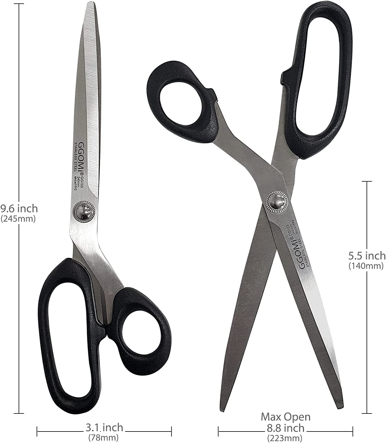 Heavy Duty Multi-Purpose Kitchen Shears, Korean Barbecue Kalbi Rib Meat Cutting/Micro-Serrated 2.2T Blade/Quality Stainless Steel Scissors Large 9.6-Inches