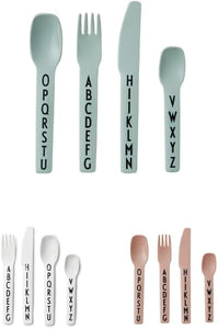 Eat & Learn Toddler Fork, Knife & Spoon Set of 4 Design in Denmark | Tritan Kids Cutlery Utensil Set Drop Safe | Toddler Safe Flatware BPA/BPS Free, Dishwasher Safe Ideal for Home|Green