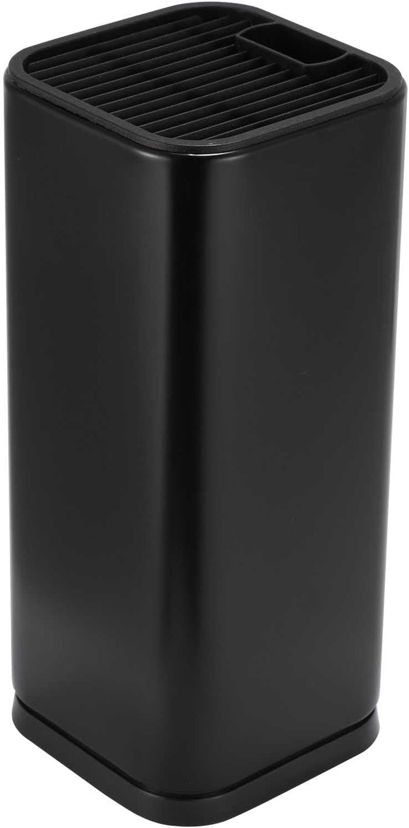 Universal Knife Block Holder, Stainless Steel Organizer with Scissor Slots, Space-Saving Countertop Storage Stand for Any Knife up to 8.10 Inches, (Knives Not in Included) (Black)