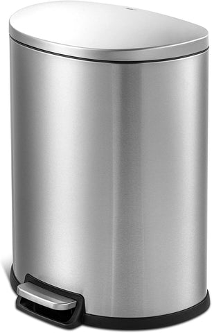 Image of 50L/13Gal Heavy Duty Hands-Free Stainless Steel Commercial/Kitchen Step Trash Can, Fingerprint-Resistant Soft Close Lid Trashcan, 50L / 13 GAL