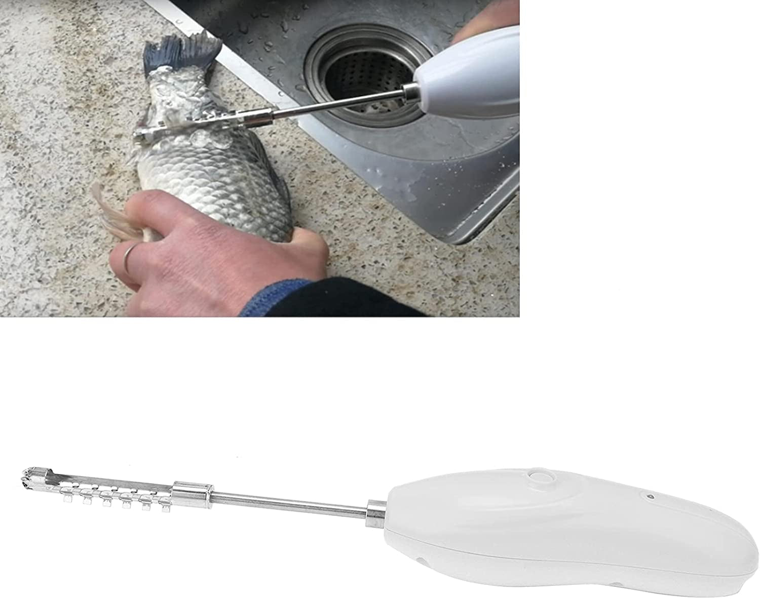 Electric Fish Scaler, Multifunctional Fish Scale Scraper Remover Cleaner Seafood Descaler, Cordless Peeler Scaler with Replaceable Blade, Fruit Digging Vegetable Corer for Pepper, Bitter Gourd