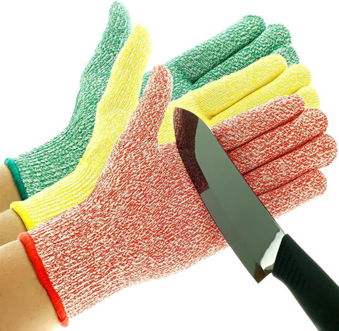 Image of Cut Resistant Gloves - 3 Pack, Food Grade, Fits Both Hands, Level 5 Protection