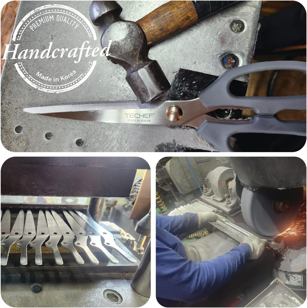 Kitchen Shears, All Purpose Scissors, Dishwasher Safe, Heavy Duty Meat Scissors Poultry Shears, Stainless Steel, Made in Korea (Dark Gray)