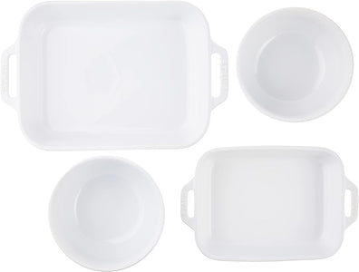 Ceramic 4-Pc Baking Dish and Bowl Set - White