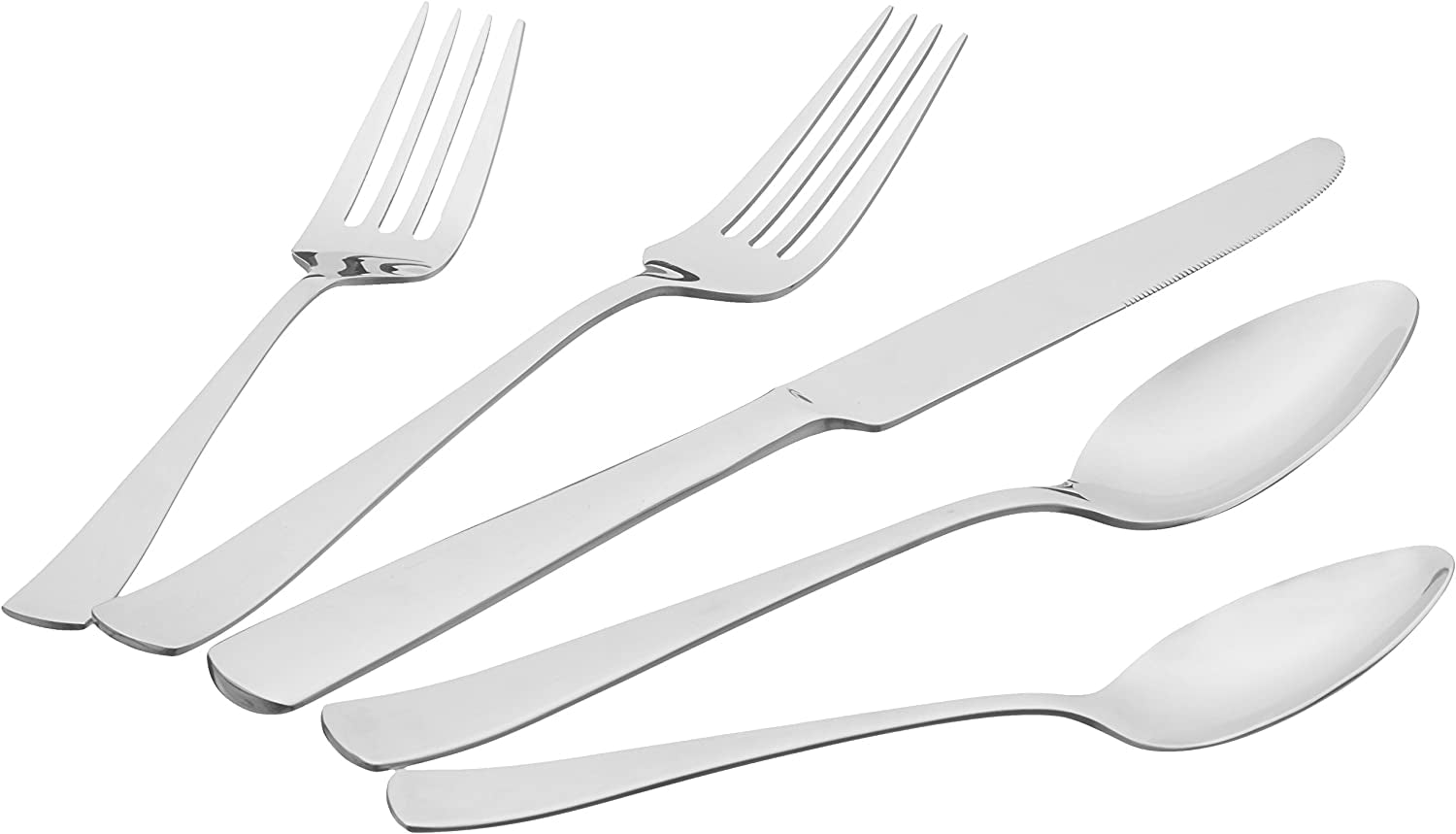 20-Piece Stainless Steel Flatware Set with Square Edge, Service for 4, Silver