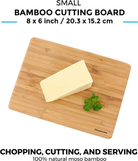 Bamboo Cutting Boards for Kitchen [Set of 3] Wood Cutting Board for Chopping Meat, Vegetables, Fruits, Cheese, Knife Friendly Serving Tray with Handles