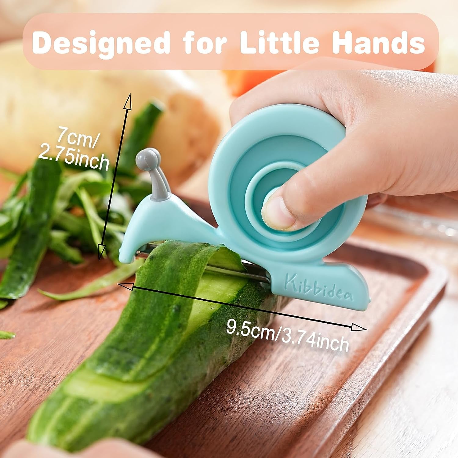 Vegetable Peeler for Kitchen,  Kids Peeler for Potate Carrot Fruit，Cute Snail Design Comfortable Handle for Safety and Control, Peeler for Cucumber, Kiwi, Veggie(Blue)