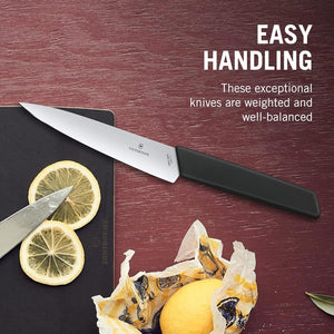 6.9013.15B Swiss Modern Chef'S Knife Essential Kitchen Tool Cuts Everything from Meat to Fruit and Vegetables Straight Blade in Black, 5.9 Inches