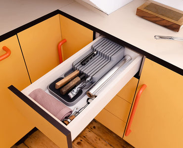 Drawerstore Knife Organizer, Holds up to 9 Knives, Kitchen Organization & Drawer Storage – Compact, Grey