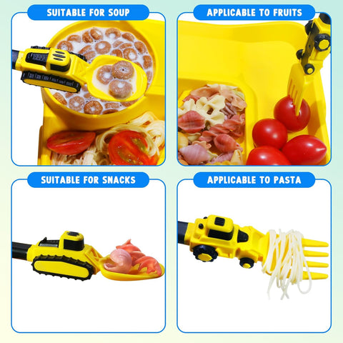 Image of Construction Toddler Utensils - Reusable Plastic Toddler Fork and Spoon & Storage Case - Suitable for Kids Utensils - Dishwasher Safe - Portable Utensils Set for 1 2 3 4 5 Year Old Toddlers