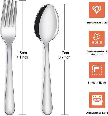 Image of 24-Piece Forks and Spoons Silverware Set,  Food Grade Stainless Steel Flatware Cutlery Set for Home, Kitchen and Restaurant, 12 Dinner Forks and 12 Dinner Spoons, Mirror Polished&Dishwasher Safe