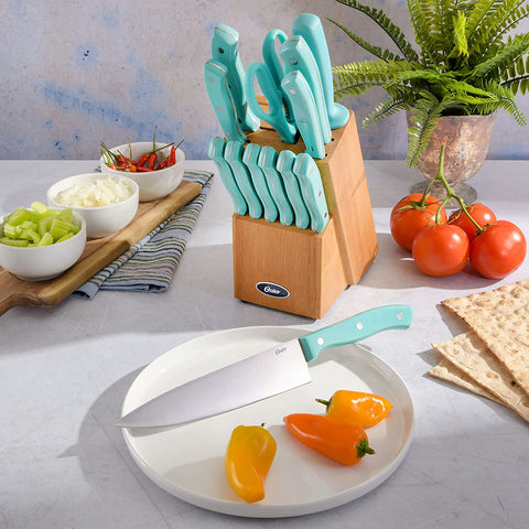Image of Scottsdale Stainless Steel Cutlery, Knife Block Set (14-Piece), Turquoise
