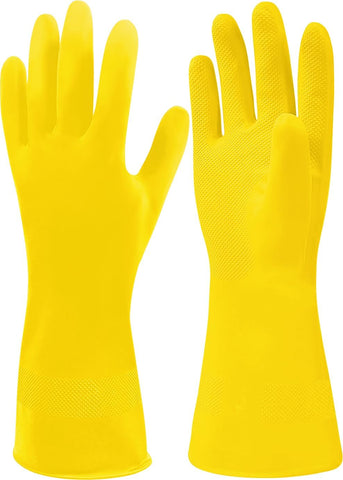 Image of 3 Pairs Yellow Cleaning Dish Gloves, Professional Natural Rubber Latex Gloves, Kitchen Dishwashing Gloves (3 Pairs)