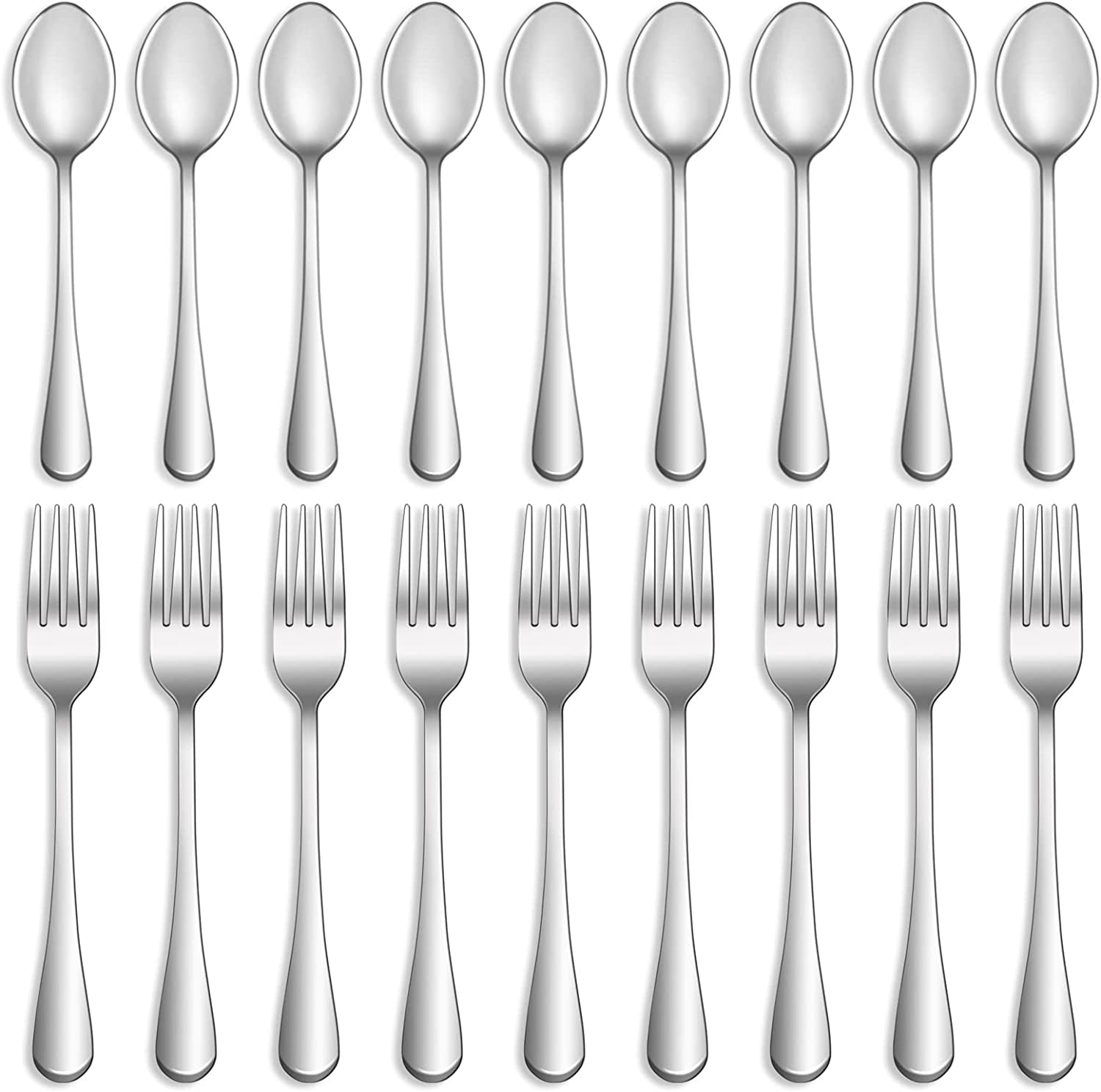 16 Pcs Forks and Spoons Silverware Set,Food Grade Stainless Steel Flatware Cutlery Set for Home,Kitchen and Restaurant,Mirror Polished,Dishwasher Safe - 8 Dinner Fork(8 Inch) and 8 Teaspoon(6.5 Inch)