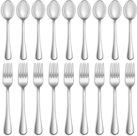 16 Pcs Forks and Spoons Silverware Set,Food Grade Stainless Steel Flatware Cutlery Set for Home,Kitchen and Restaurant,Mirror Polished,Dishwasher Safe - 8 Dinner Fork(8 Inch) and 8 Teaspoon(6.5 Inch)